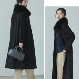 カシミヤ ロング コート レディース フォックス ファー カシミヤ100％ 黒 ステンカラー 比翼仕立て 秋冬 ブラック プレゼント ギフト ロングコート カシミヤコート フォーマル アウター 秋 冬 冠婚葬祭 ギフト プレゼント 6F (02000260r)
