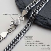 シルバー925 クロスネックレス フラワーネックレス アンティーク ペンダントネックレス ダブル喜平 6面カット 50cm 60cm シルバー 燻し ブラック 十字架 花 個性的 金剛杵 メンズ 男性 金属アレルギー対応