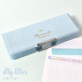 筆箱 両開き ペンケース 小学生 女の子 箱型 コンパクト 軽量 かわいい 小学校 低学年 子供 女子 キッズ 入学 準備 新学期 シンプル ノンキャラ リボン 型押し 鉛筆 6本 鉛筆削り 定規 三角定規 分度器 入る 文房具 1年生 2年生 ラベンダー スカイブルー プレゼント ギフト