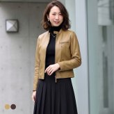 ライダース ジャケット レザー シングル ソフト イタリア ラム ノーカラー レディース 春 アウター ベージュ ボルドー 本革 羊革 軽量 革ジャン レザージャケット ギフト プレゼント 7F (04000052r)
