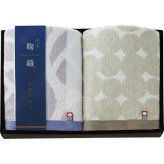 【直送】なごみ鞠織 フェイスタオル 2枚セット [26-2822-114] N-20250 鞠柄 鳥居文様 ジャカード織 優しい雰囲気 綿100% 日本製 タオルギフト ギフト プレゼント 贈り物 内祝い お返し お祝い