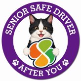 カーサイン 高齢者マーク SENIOR SAFE DRIVER 黒白（ハチワレ） マグネット 強力 直径13cm 肉球 日本製 車 ステッカー