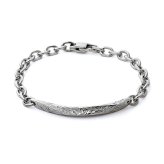ハワイアンジュエリー ブレスレット つけっぱなし メンズ 刻印 ステンレス 金属アレルギー ブランド 大人 シンプル プレート スクロール 波 シルバーカラー ハワジュ 金アレ サージカルステンレス クリスマス 誕生日 記念日 父の日 プレゼント テラグラティア Terra-gratia【gbss132st】単品