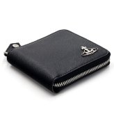 ヴィヴィアンウエストウッド 財布 二つ折り財布 メンズ レディース Vivienne Westwood 51010043 L001N LA N402 ブラック サフィアーノ 本革 ラウンドファスナー 小銭入れあり オーブ ロゴ コンパクト