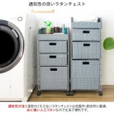 収納家具 ラック ランドリーチェスト ディアリオ ランドリーボックス 引き出し 人工ラタン ラタンチェスト 通気性 幅36cm キャスター付き 移動 軽量 ランドリー収納 スリム 3段 洗面所 脱衣室 アイボリー ブルー 脱衣所収納 洗濯カゴ 人気