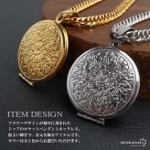 ステンレス ロケットネックレス ダブル喜平チェーンネックレス ロケットペンダント フラワーネックレス 写真 記念 思い出 ハワイアンネックレス 50cm 60cm ゴールドネックレス 18KGP シルバー 花 6面カット メンズ 男性 金属アレルギー対応