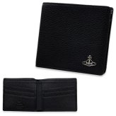 ヴィヴィアンウエストウッド 財布 メンズ 二つ折り財布 Vivienne Westwood 51120008 L001J LA N401 ブラック 黒 グレインレザー 本革 小銭入れなし コンパクト オーブ ロゴ 札入れ ギフト プレゼント