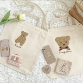 2wayショルダー A4トートバッグ マザーズバッグ もこもこ テディベア 名入れ 名入れ無料 出産祝い プレゼント 名前入り キャンバス レディース 大容量 斜めがけ ママ トート キャンバストート 肩掛け 母の日 刺繍 ギフト お揃い 親子 おそろ インスタ映え 通勤 通学