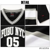 FUBU フブ ホッケーシャツ メンズ レディース fam-62712 ホッケージャージ ゲームシャツ 長袖 Vネック ナンバリング ロゴ プリント オーバーサイズ ストリート ヒップホップ ダンス カジュアル M L XL XXL 2026FW Karlas