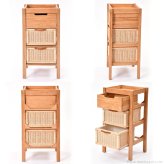チェスト アジアン家具 収納 キャビネット シェルフ ラタン バスケット 天然素材 チーク無垢木製 籐 3段 スリム アジアン 衣類洋服収納 シャツ収納 北欧 韓国インテリア ナチュラル 新生活