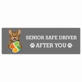 カーサイン 高齢者マーク SENIOR SAFE DRIVER ベンガル ステッカー シール 長方形 20x6.7cm 肉球 日本製 車