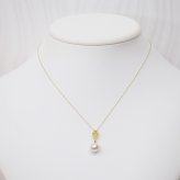［pearl591］ 8mm - 8.5mm ホワイトピンク ペンダント ダイヤモンド付 あこや真珠 ダイヤモンド：0.01ct