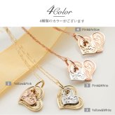 ゴールド ネックレス ハワイアンジュエリー ネックレス 刻印 無料 誕生石入れ可 Wハート 14K K14ピンク＆ホワイトゴールド 14k カットあずきチェーン太0.9mm ギフトラッピング可能 プレゼント ハロウィン 【品番：CG-GP101PW-CH123】