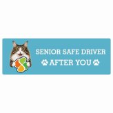 カーサイン 高齢者マーク SENIOR SAFE DRIVER ノルウェージャンフォレストキャット ステッカー シール 長方形 20x6.7cm 肉球 日本製 車