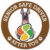カーサイン 高齢者マーク SENIOR SAFE DRIVER グレートデン マグネット 強力 直径13cm 肉球 日本製 車 ステッカー