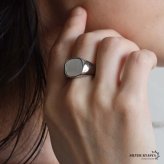 ステンレス 印台リング ごつめ シグネットリング 貝殻 ゴールド シルバー 指輪 重厚感 太め 大きめ 存在感 メタル お洒落 スクエア シェル スタンプ プチプラ レディース 女性 金属アレルギー対応