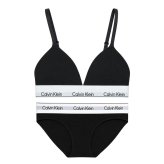 カルバンクライン Calvin Klein(CK) ブラ&ショーツ セット ロゴ 無地 ノンワイヤー アンダーウェア インナー 下着 QF8498+QF8520 レディース ブラック