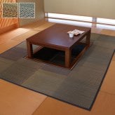 夏ラグ 夏用カーペット 堀こたつ 掘りごたつ 堀り 炬燵 い草 ラグ 敷 市松 くり抜き 付属 マジックテープ 連結 裏 不織布 約191×191cm（中抜き:約90×90cm） 新生活