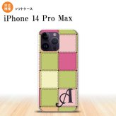 iPhone14 ProMax iPhone14 Pro Max スマホケース 背面ケースソフトケース パッチワーク ミックスF 緑 +アルファベット 2022年 9月発売 nk-i14pm-tp1676i