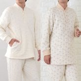 オーガニックコットン メンズ パジャマ 長袖 かぶり リブ付き ルームウェア ねまき ペア ギフト 部屋着 ルームウエア ルームウェアー 暖かい あったか 冬 綿100% 祖父 還暦祝い 【19131023】