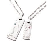 【送料無料】【名入れ無料】 ペアネックレス 2本セット ステンレス 誕生月カラーキュービック シェアハート しっぽ 猫 夜空 夜景 プレート サージカルステンレス316L アレルギーフリー アクセサリー ジュエリー プレゼント ギフト 記念日 white clover ホワイトクローバー 刻印無料 即日発送