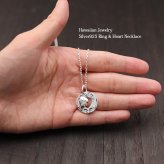 ハワイアンジュエリー ネックレス シルバー ネックレス 刻印 無料 誕生石入れ可 ラウンド ハート シンプル シルバー925 ギフトラッピング可能 チェーン 長さ選べる プレゼント ハロウィン 【品番：CG-SP2918】