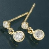 ピアス レディース K18 18金 イエローゴールド アンティーク調 ミル打ち 4月 誕生石 天然 ダイヤモンド ピアス バースデイ ギフト プレゼント アクセサリー ジュエリー
