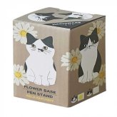フラワースタンド ペン立て 仔猫 ハチワレ 磁器製 置物 インテリア雑貨 おしゃれ かわいい デスク周り 卓上収納 小物入れ 癒しグッズ ギフト プレゼント セトクラフト
