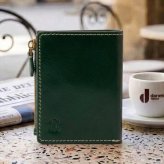 ベリーズヨーク　BELLIES YORK　コンパクト財布　二つ折り財布　BYTM1882GR　グリーン　緑色　ベジタブルタンニン　イタリアンレザー　牛革　”エイジングを楽しむ革小物”