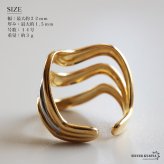 ステンレス ニュアンスリング ごつめ 不規則 3連 コンビカラー メタルリング オープンリング ワイドリング ゴールド シルバー 指輪 太め 大きめ お洒落 幾何学 個性的 マルチ ミックス レディース 女性 金属アレルギー対応