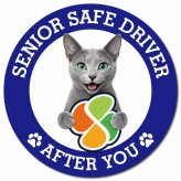 カーサイン 高齢者マーク SENIOR SAFE DRIVER ロシアンブルー マグネット 強力 直径13cm 肉球 日本製 車 ステッカー