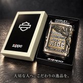 ZIPPO ライター ハーレー ダビッドソン ジッポ アンティークシルバー＆ゴールド 金銀 古美仕上げ 3面メタル イーグル 日本国内限定モデル かっこいい ギフト ジッポー