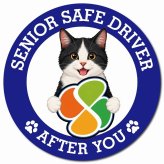 カーサイン 高齢者マーク SENIOR SAFE DRIVER 黒白（ハチワレ） マグネット 強力 直径13cm 肉球 日本製 車 ステッカー