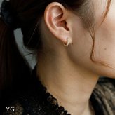 フープ ピアス アレルギー 医療用 ステンレス ハーフエタニティ キュービックジルコニア 6石 2×12mm キャッチレス つけっぱなし ひっかからない 片耳 レディース 小さめ きれいめ 上品 プレゼント