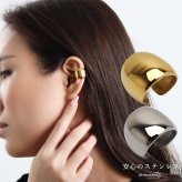 ステンレス メタルイヤーカフ 甲丸イヤーカフ まんまる 大ぶり ぷっくり つやつや ワイド ゴールド 18KGP シルバー 片耳1点 可愛い シンプル プチプラ 耳の穴不要 痛くない レディース 金属アレルギー対応フェイクピアス ノンホール イヤリング 女性