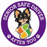 カーサイン 高齢者マーク SENIOR SAFE DRIVER ロングコートチワワ ステッカー シール 直径13cm 肉球 日本製 車
