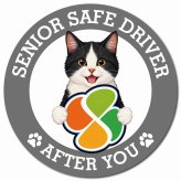 カーサイン 高齢者マーク SENIOR SAFE DRIVER 黒白（ハチワレ） マグネット 強力 直径13cm 肉球 日本製 車 ステッカー