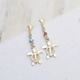 ハワイアンジュエリー ゴールド ピアス ホヌ イエローゴールド ピアス 誕生石 選べる ミル打ち 幸せ運ぶホヌピアス ミルグレイン 揺れる 片耳(1個)購入可 K14 14K シリコンキャッチ 20G ゲージ 彼女 妻 女性 レディース プレゼント ハロウィン 【品番：GE513】