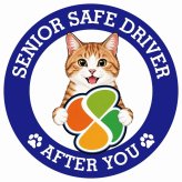 カーサイン 高齢者マーク SENIOR SAFE DRIVER 茶白 ステッカー シール 直径13cm 肉球 日本製 車