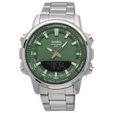 CASIO 腕時計 カシオ チープカシオ チプカシ ワールドタイム アナデジ クオーツ メンズ 腕時計 AMW-880D-3AV ダークグリーン メタルバンド 海外モデル [並行輸入品]