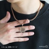 ステンレス ロケットネックレス HIPHOP 喜平チェーンネックレス ロケットペンダント フラワーネックレス 写真 記念 思い出 ハワイアンネックレス 50cm 60cm ピンク 花 6面カット メンズ 男性 金属アレルギー対応