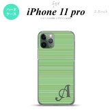 iPhone11Pro iPhone11 Pro スマホケース ハードケース ボーダー 細 緑 +アルファベット メンズ レディース nk-i11p-1290i