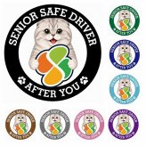 カーサイン 高齢者マーク SENIOR SAFE DRIVER スコティッシュフォールド ステッカー シール 直径13cm 肉球 日本製 車