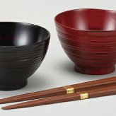 3.6夫婦千筋汁椀　根来・曙（箸付）（R) インテリア 漆器 盆 カタログギフト 景品 粗品