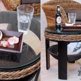 サイドテーブル コーヒーテーブル ガラス バナナリーフ ソファ横 サイド おしゃれ カジュアル ハワイアン ナチュラル アジアン 南国 リゾート インテリア テイスト 家具 リビング ガラステーブル アジアン家具 抗菌 天然木 ラタン 籐 ミニテーブル 新築祝い