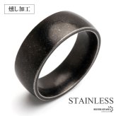 ステンレス ブラックリング 燻し加工 アンティークリング メンズリング つや消し 指輪 マット 甲丸 プチプラ 高見え かっこいい 渋い 男性 金属アレルギー対応