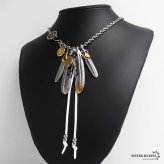 ステンレス フェザーネックレス インディアンジュエリー ペンダントネックレス メンズネックレス シルバー ゴールド 太角 あずきチェーン 細身 羽根 イーグル 精巧 立体的 男性 金属アレルギー対応