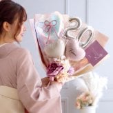 リニューアル★成人式 花束 バルーン 成人の日 20歳 バルーン ブーケ お祝い 誕生日 女性　女子 おしゃれ SNS映え 2027 バルーンアレンジ くすみ ニュアンスカラー 着物に合う 大きめ 電報  成人式前撮り  誕生日 名入れ 送料無料 成人式用花束バルーン