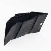 モンテスピガ　monte SPIGA　三つ折り財布　コンパクト財布　MOSMSP501BK　ブラック　黒　シュリンクレザー　牛革　トライフォード ウォレット