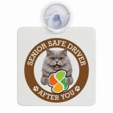 カーサイン 高齢者マーク SENIOR SAFE DRIVER ブリティッシュロングヘア 車内用 吸盤タイプ 収れん火災防止タイプ 肉球 日本製 車 ステッカー